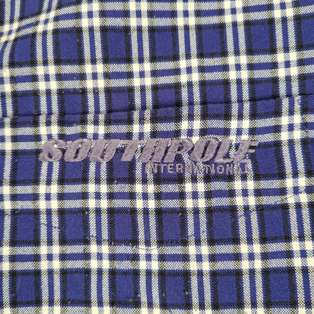 South Pole Y2K Plaid Shirt Long Sleeve‎ Button Up Pocket Front XL Grunge - Picture 5 of 16